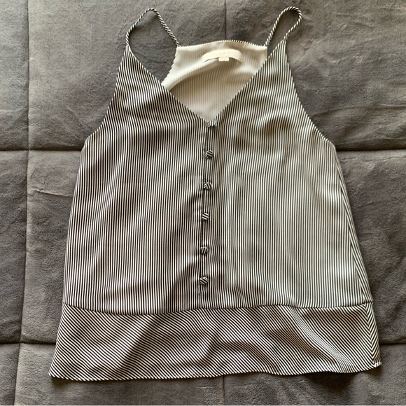 EUC Loft Striped Covered Button Peplum Strappy Cami XS - Picture 2 of 10